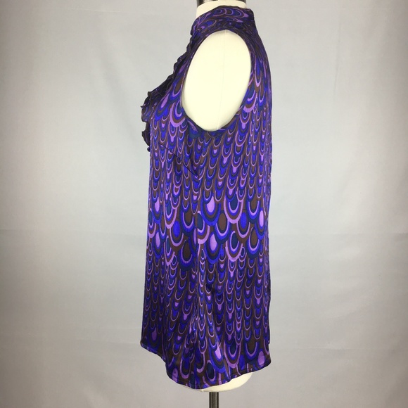 Nanette Lepore Purple Silk Print Sleeveless Top 4 - Picture 4 of 7